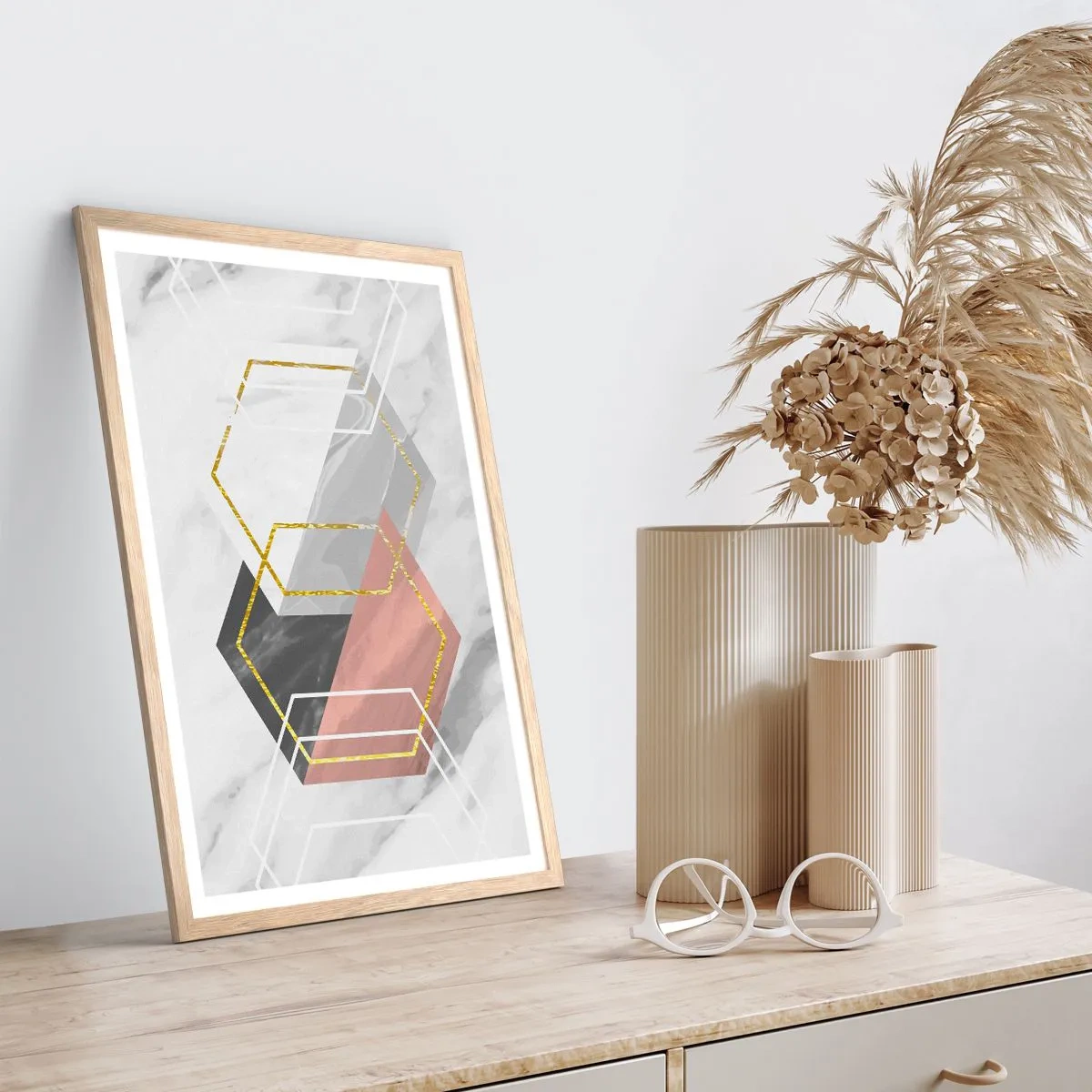 Plagát v ráme zo svetlého duba - Reťazová kompozícia - 40x50 cm