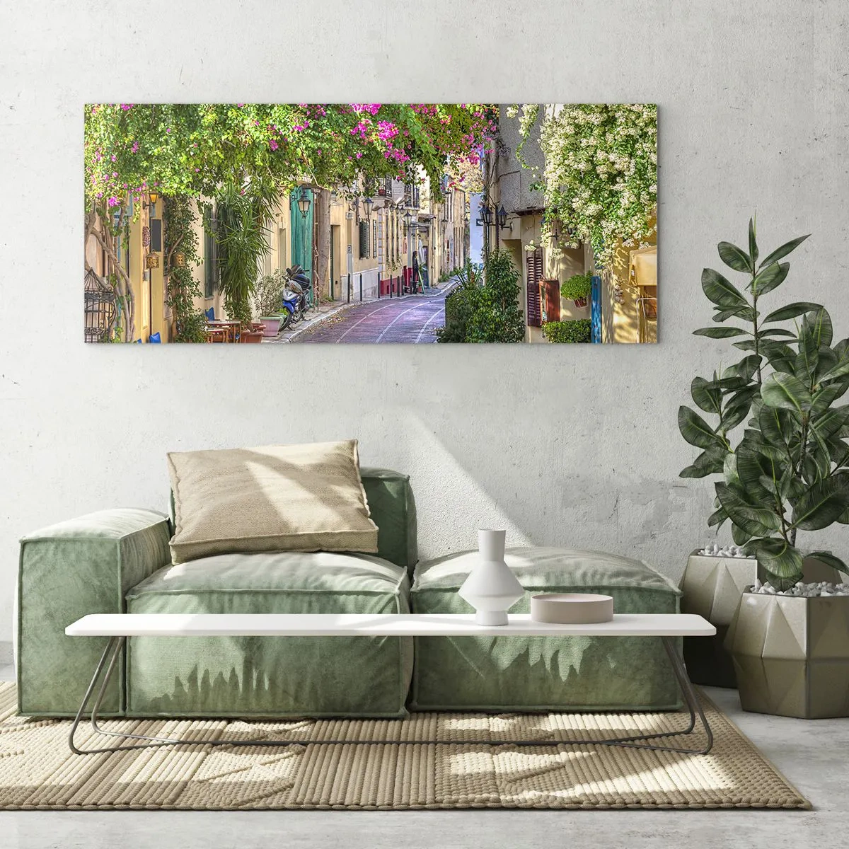 Obraz na skle - Kvitnúce zákutie - 100x40 cm