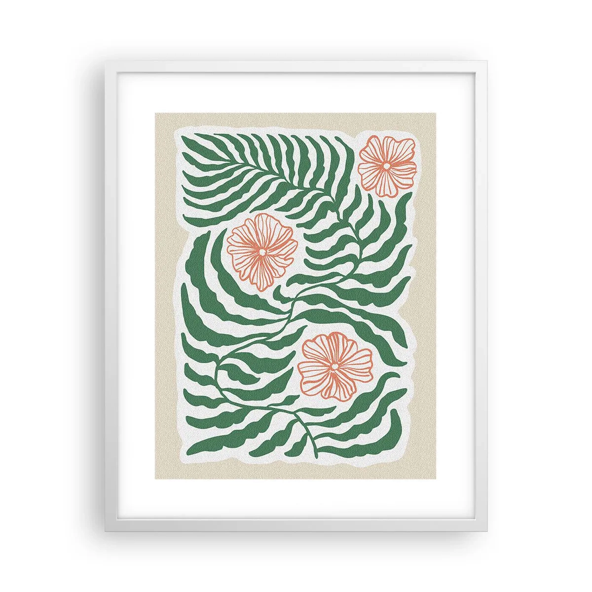 Plagát v bielom ráme - Rozkvitnuté v zeleni - 40x50 cm