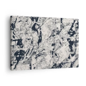 Obraz na plátne - Abstraktná kompozícia v čiernobielej farbe s dynamickým rozložením - 70x50cm - Prelínanie protikladov - Moderná nástenná dekorácia do obývacej izby a spálne ARTTOR