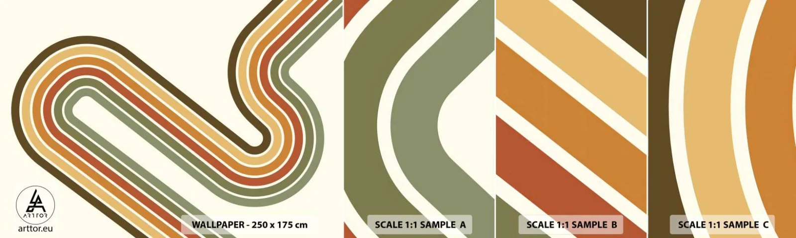 Vzorka samolepiacej fototapety Deluxe Sticker - Kľučkovanie do cieľa - Abstrakcia, Kus, Moderný vzor - 100x30 cm