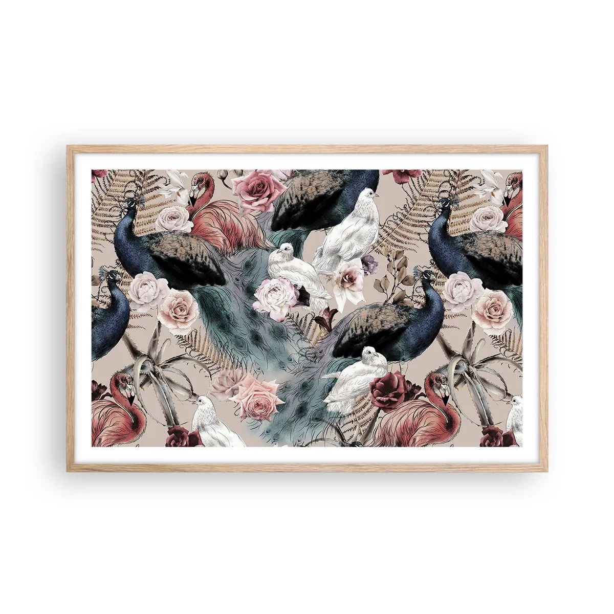 Plagát v ráme zo svetlého duba - V palácovej záhrade - 91x61 cm