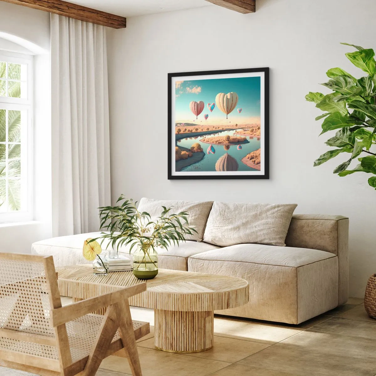 Plagát v čiernom ráme - Láska ťa nechá vzlietnuť - 30x30 cm