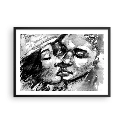 Plagát v čiernom ráme - Nežný okamih - 70x50 cm