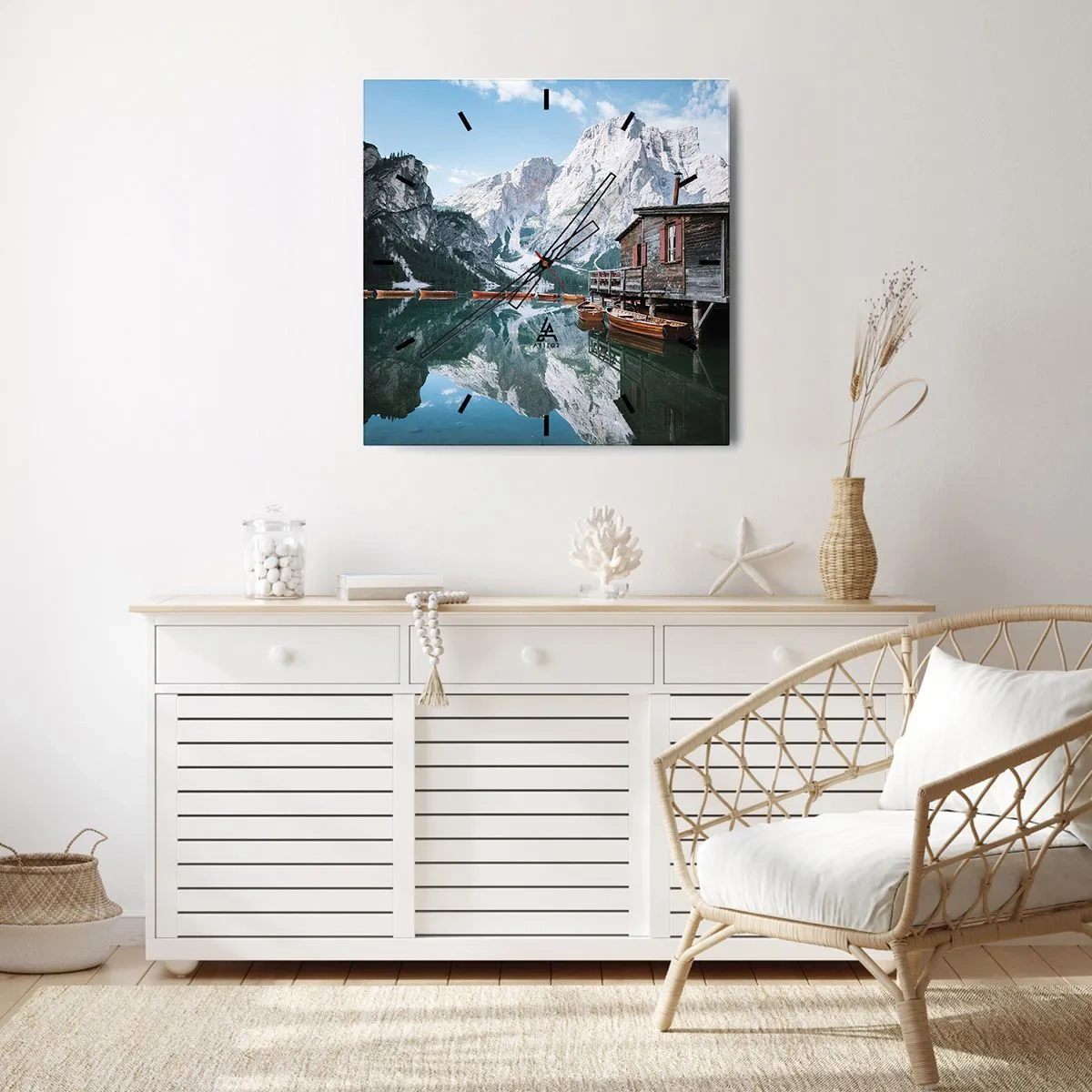 Nástenné hodiny - Kryštalické, horské ráno - 40x40 cm