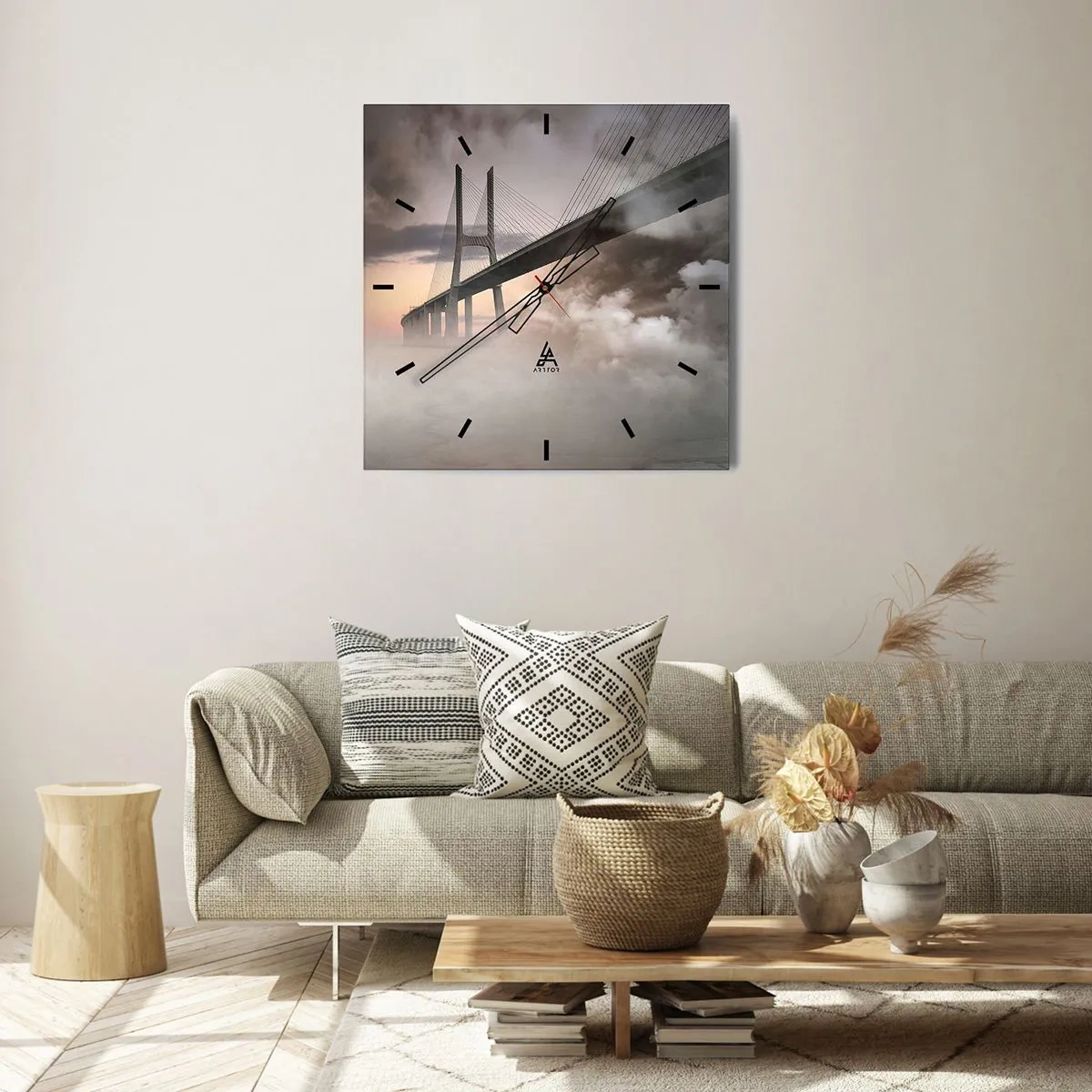 Nástenné hodiny - Pri rieke, ktorá nie je - 40x40 cm