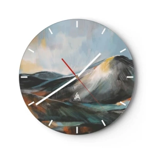 Nástenné hodiny - Malebná horská krajina v teplých farbách - 30x30cm - Surové a krásne - Moderná nástenná dekorácia do obývacej izby, kuchyne a spálne ARTTOR