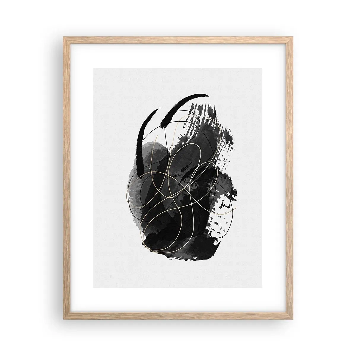 Plagát v ráme zo svetlého duba - Upletené z čiernej - 40x50 cm