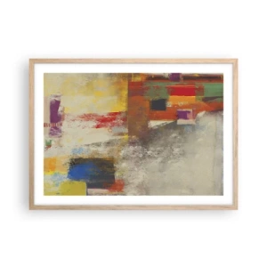 Plagát v ráme zo svetlého duba - Geometria farieb - 70x50 cm