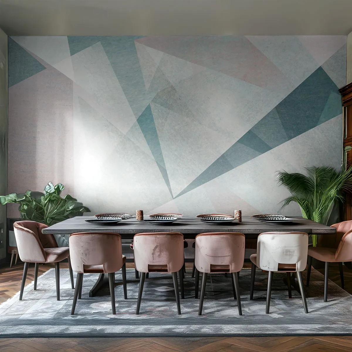 Fototapeta Standard Eco - Abstraktné geometrické tvary v pastelových farbách - 100x70cm - V kľude, ale dynamicky - Moderná nástenná dekorácia do obývacej izby a spálne ARTTOR