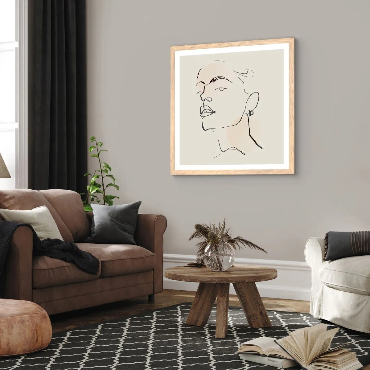 Plagát v ráme zo svetlého duba - Hrdý pohľad - 40x40 cm