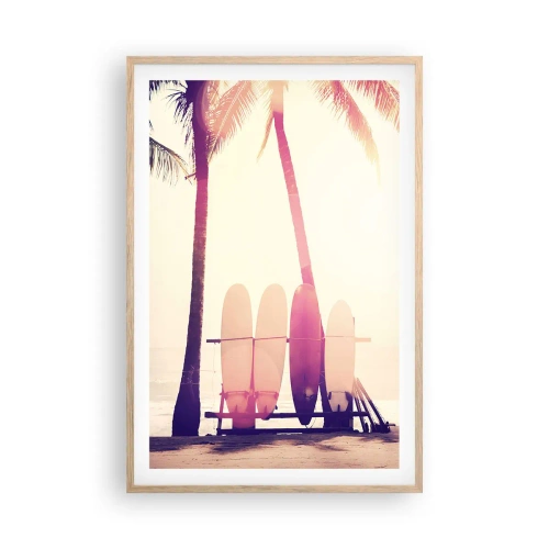 Plagát v ráme zo svetlého duba - Bude to skvelý deň - 61x91 cm