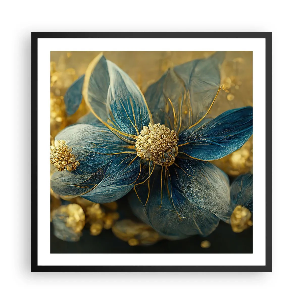 Plagát v čiernom ráme - Rozkvitnúť zlatom - 60x60 cm