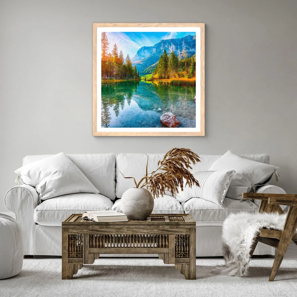 Plagát v ráme zo svetlého duba - Nežnosť jesene - 40x40 cm