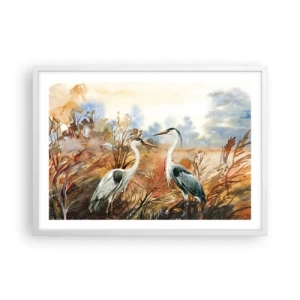 Plagát v bielom ráme - Kam na jeseň? - 70x50 cm