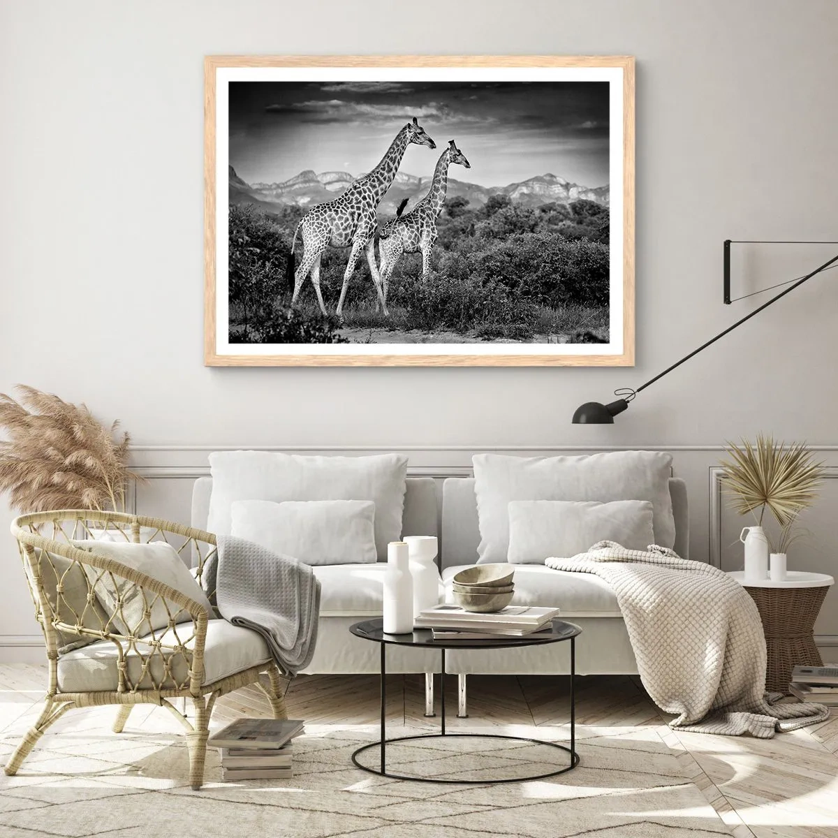 Plagát v ráme zo svetlého duba - Vyššie kruhy v Afrike - 91x61 cm