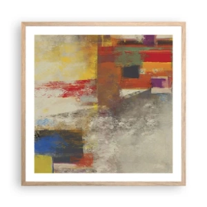 Plagát v ráme zo svetlého duba - Geometria farieb - 60x60 cm