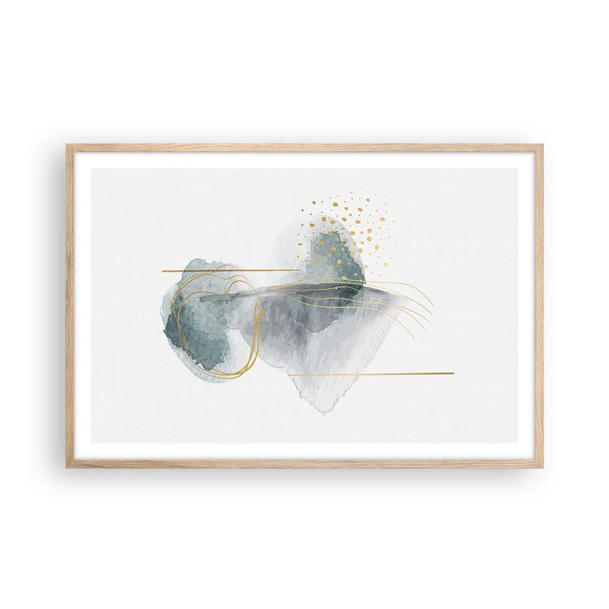Plagát v ráme zo svetlého duba - O vzťahu medzi šedou a zlatou - 91x61 cm