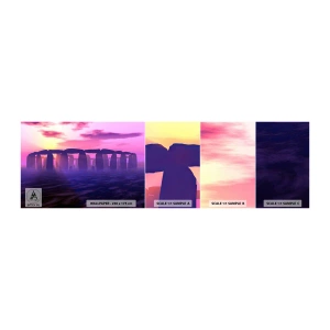 Vzorka samolepiacej fototapety Deluxe Sticker - Tajomstvo za svitania v hmle - Architektúra, Stonehenge, Kamenné kruhy - 100x30 cm