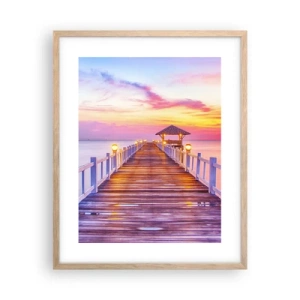 Plagát v ráme zo svetlého duba - Ľaliovo-zlaté ticho večera - 40x50 cm