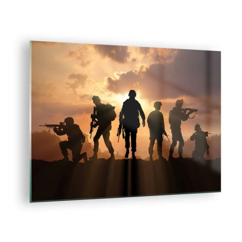 Obraz na skle - Bratia v náručí - 70x50cm - Brothers in arms - Moderná nástenná dekorácia do obývacej izby a spálne ARTTOR