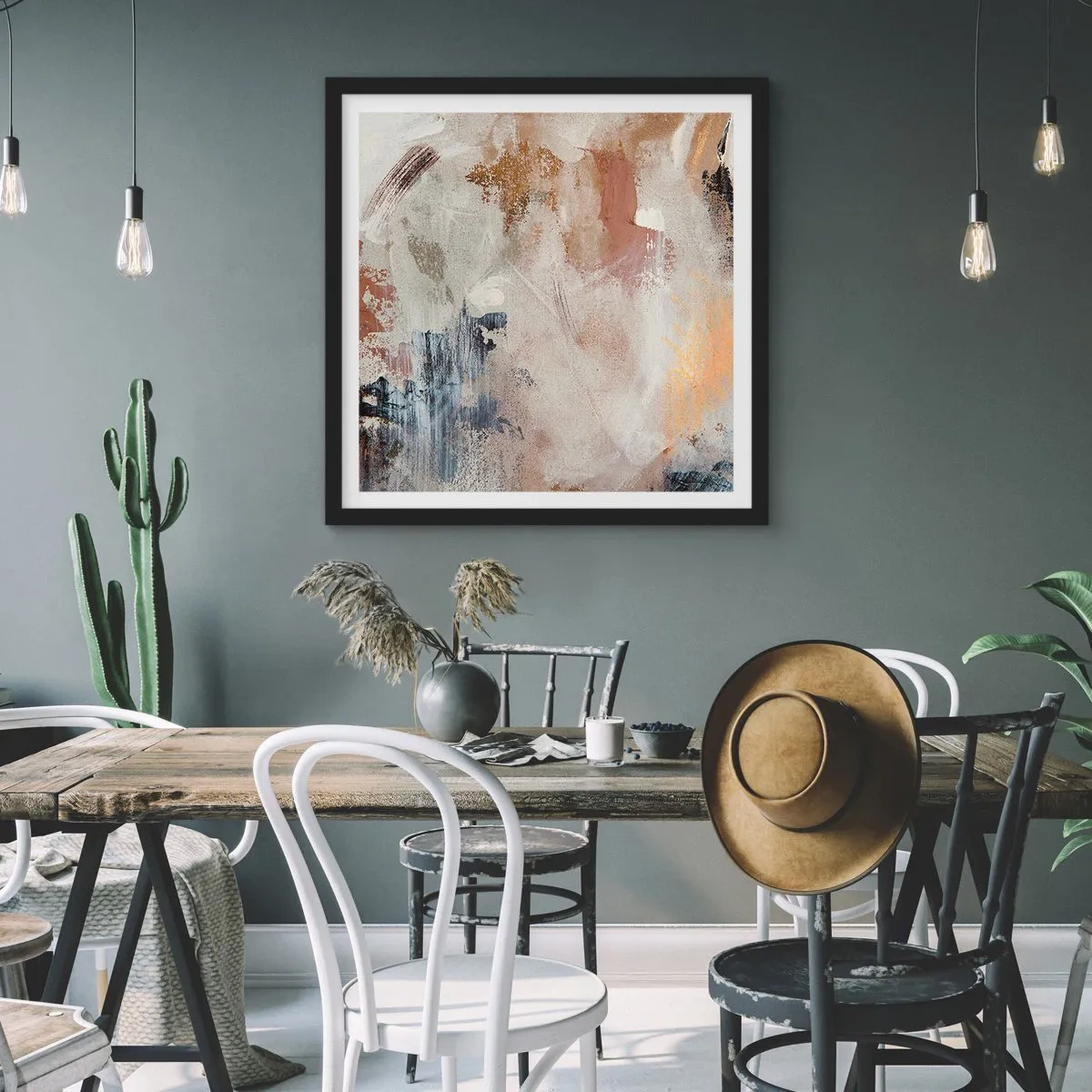 Plagát v čiernom ráme - Hmlistá abstrakcia - 60x60 cm