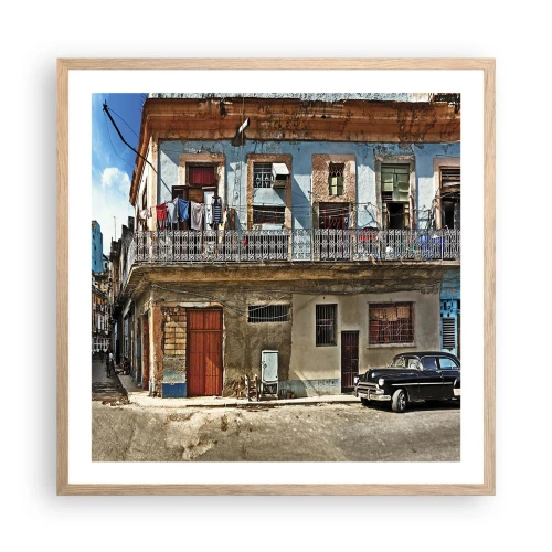 Plagát v ráme zo svetlého duba - Havajský nádych - 60x60 cm