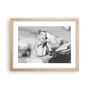 Plagát v ráme zo svetlého duba - Halo, tu sú 50. roky. - 40x30 cm