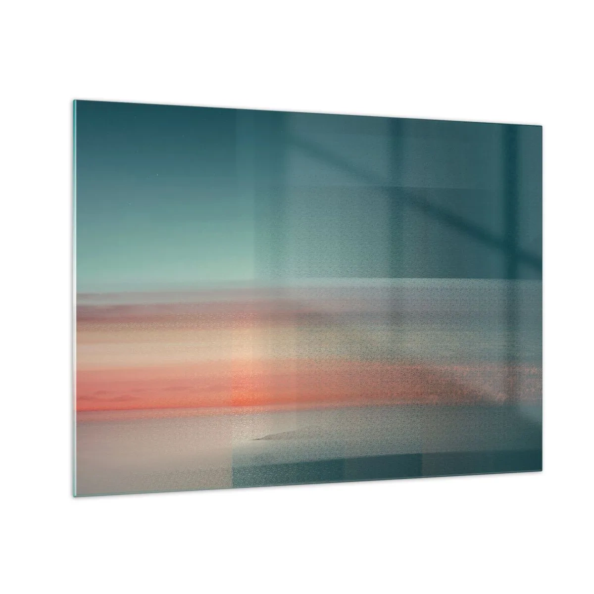 Obraz na skle - Pastelová abstrakcia pripomínajúca svetelné vlny pri západe slnka. - 70x50cm - Abstrakcia: vlny svetla - Moderná nástenná dekorácia do obývacej izby a spálne ARTTOR