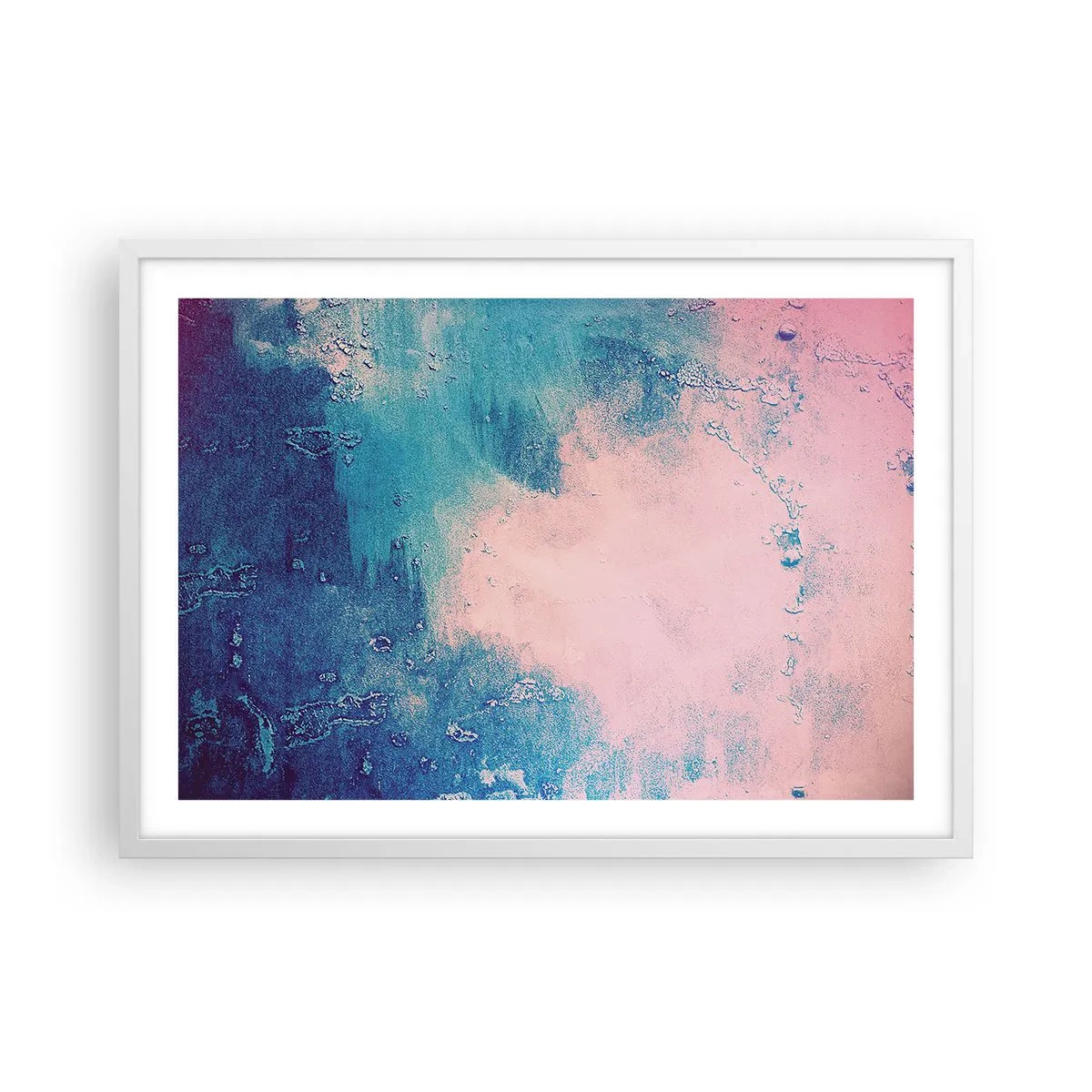 Plagát v bielom ráme - Modré objatie - 70x50 cm