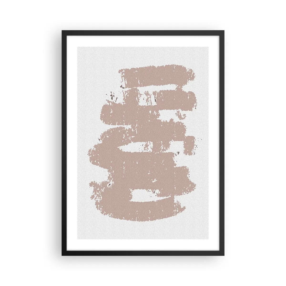 Plagát v čiernom ráme - Minimalistická kompozícia v béžových odtieňoch - 50x70cm - Abstrakcia v jemnej ružovej - Moderná nástenná dekorácia do obývacej izby a spálne ARTTOR