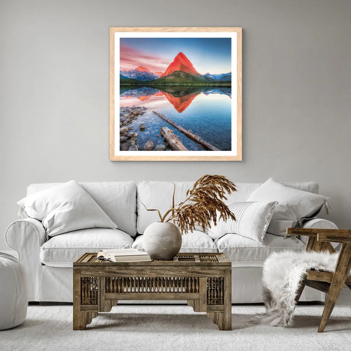 Plagát v ráme zo svetlého duba - Teplo a chlad - 60x60 cm