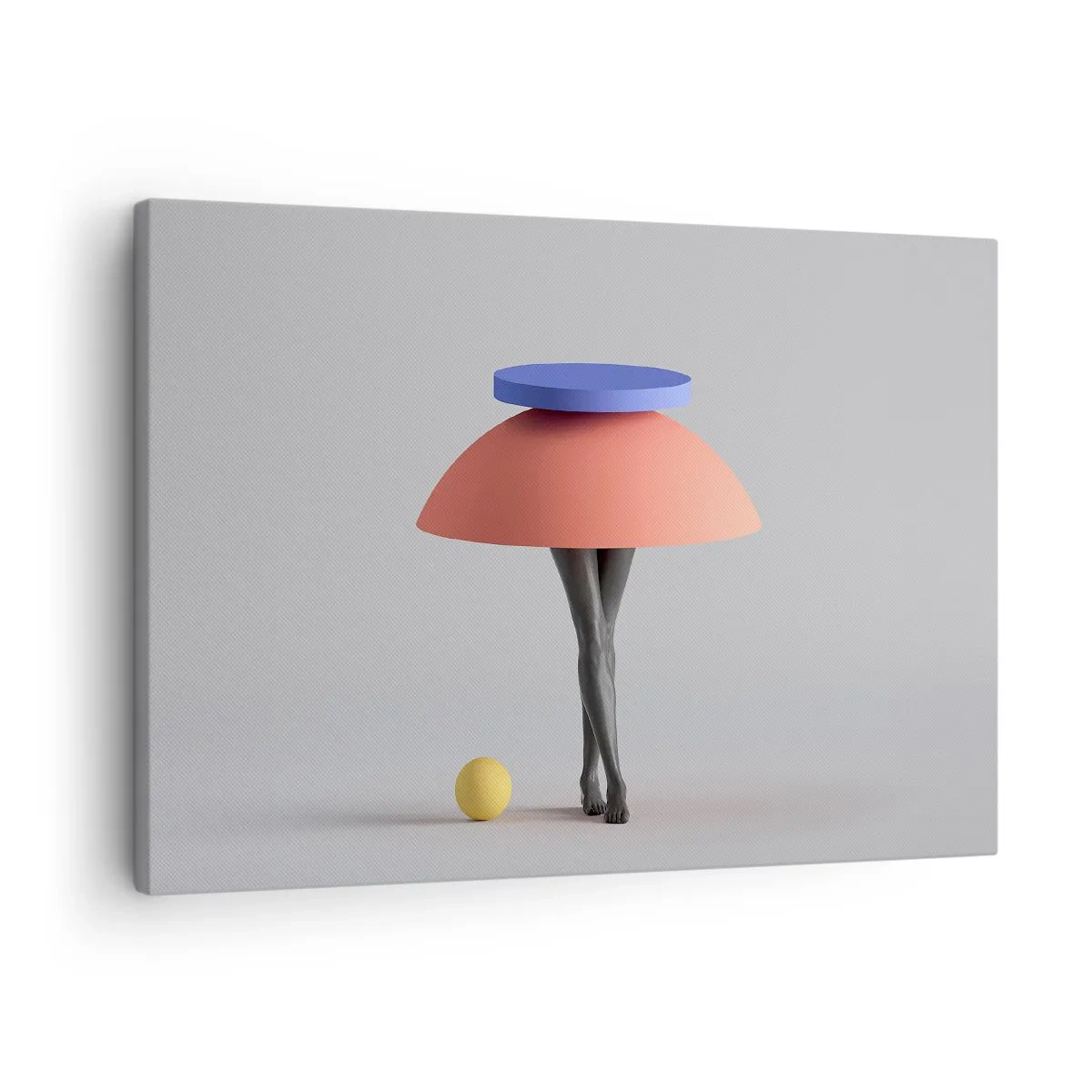 Obraz na plátne - Abstraktná geometrická kompozícia s nohami a loptou - 70x50cm - Surrealistická kompozícia - Moderná nástenná dekorácia do obývacej izby a spálne ARTTOR