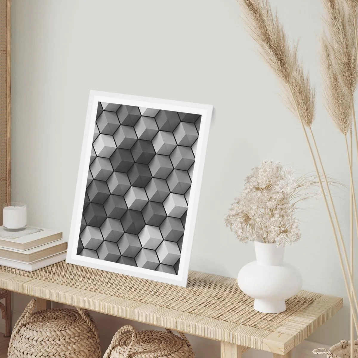 Plagát v bielom ráme - Kubistické puzzle - 70x100 cm