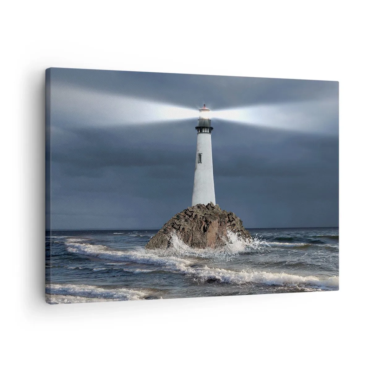 Obraz na plátne - Maják na skale obklopený rozbúreným morom - 70x50cm - Tu…tu…tuná! - Moderná nástenná dekorácia do obývacej izby a spálne ARTTOR