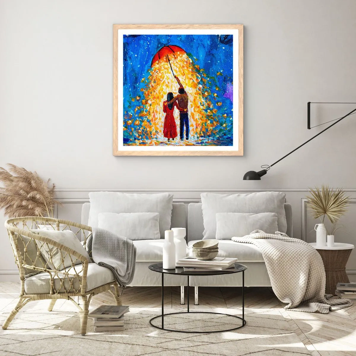 Plagát v ráme zo svetlého duba - Mágia daždivého večera? - 30x30 cm