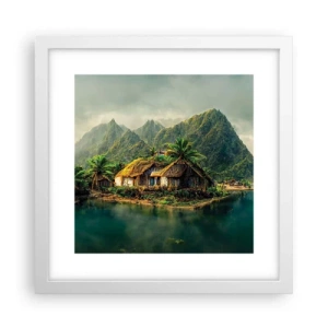 Plagát v bielom ráme - Tropický raj - 30x30 cm