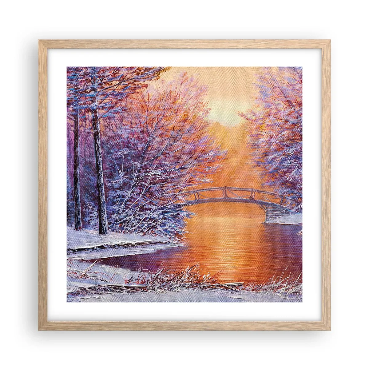 Plagát v ráme zo svetlého duba - Stretneme sa tu - 50x50 cm