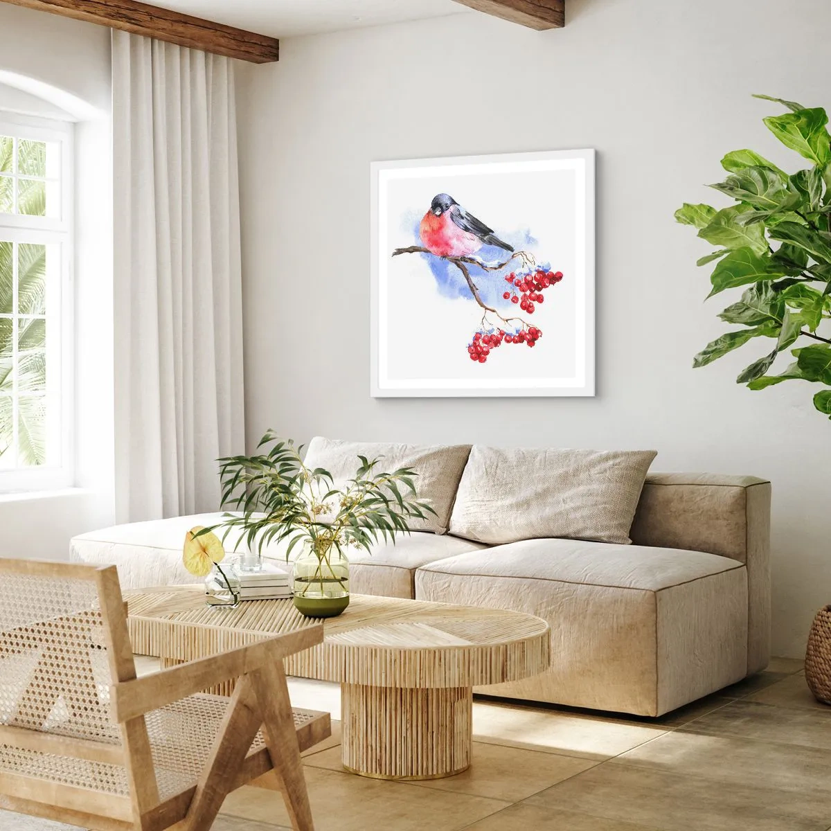 Plagát v bielom ráme - Farebná zima - 60x60 cm