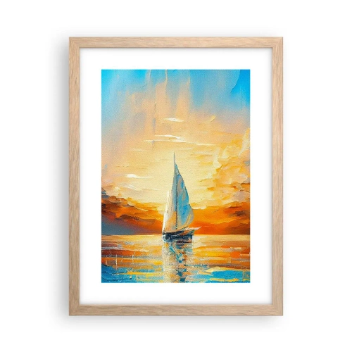 Plagát v ráme zo svetlého duba - Plavba v zlate - 30x40 cm