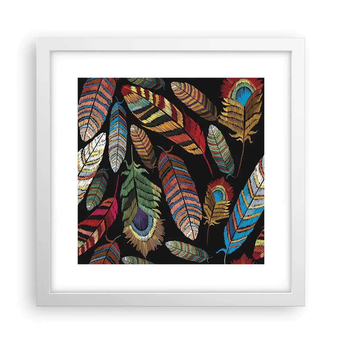 Plagát v bielom ráme - Vtáčí karneval - 30x30 cm