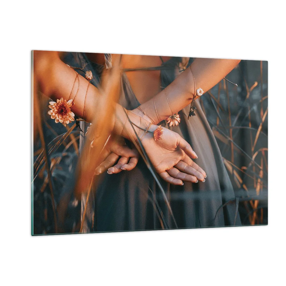 Obraz na skle - Prepojená s prírodou - 120x80 cm