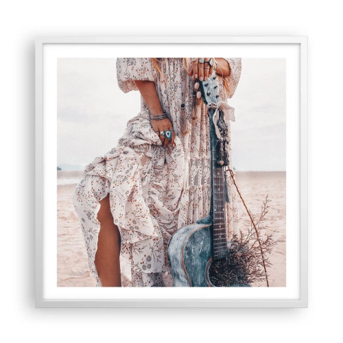 Plagát v bielom ráme - Kvetinové deti na ceste - 60x60 cm