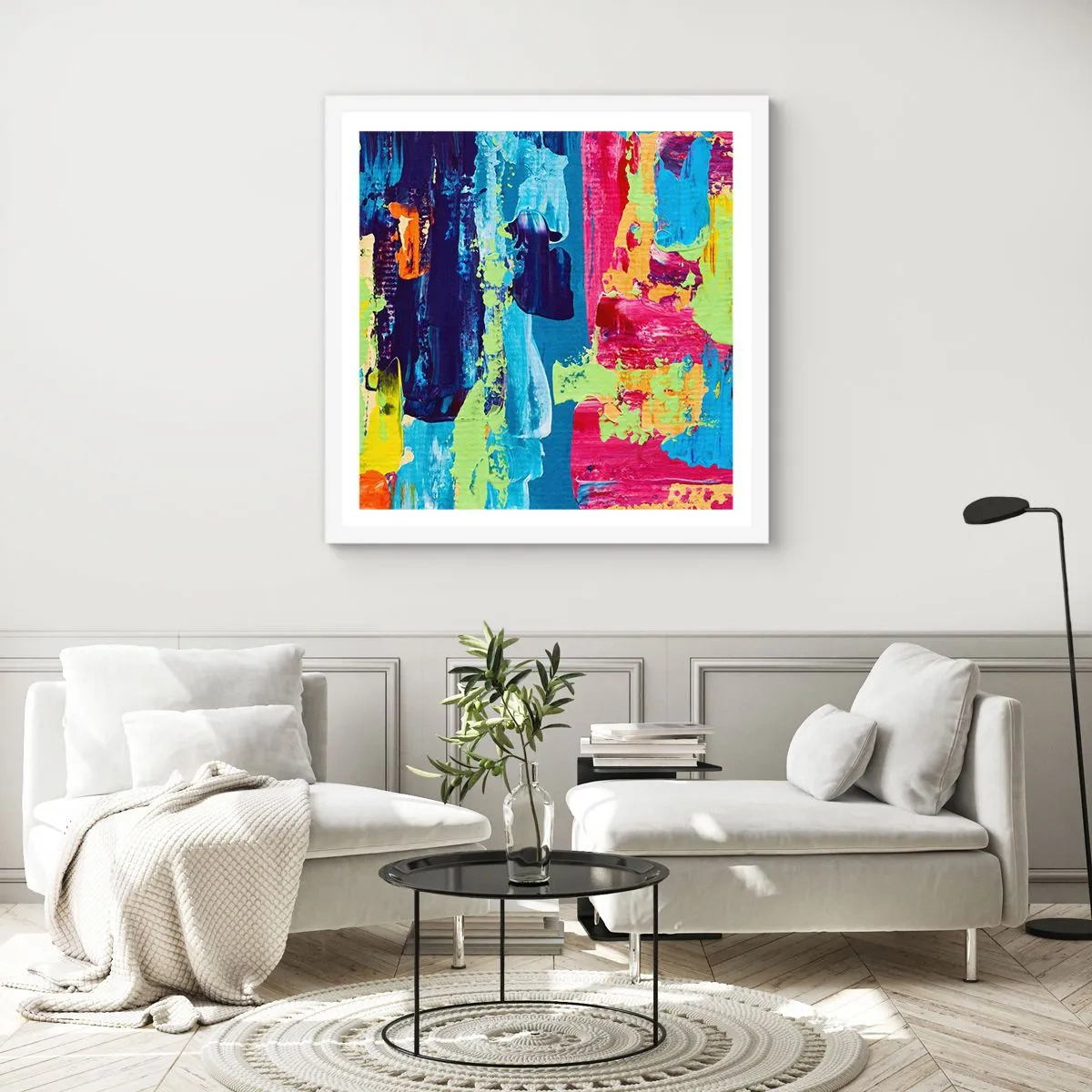 Plagát v bielom ráme - Život je krásny! - 60x60 cm