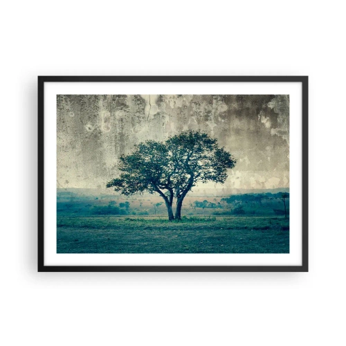 Plagát v čiernom ráme - Jabloň na modrom poli? - 70x50 cm