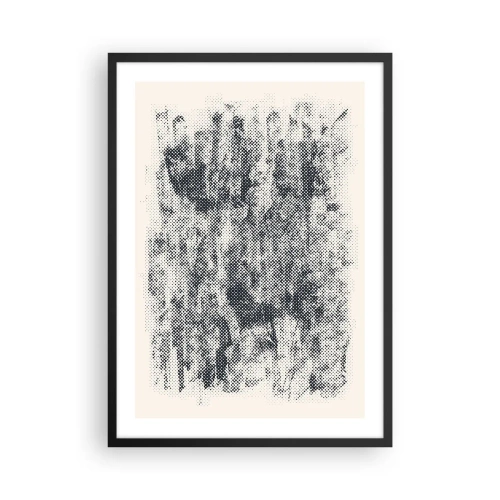 Plagát v čiernom ráme - Grafický motív retro lesa - 50x70cm - Hmlistá kompozícia - Moderná nástenná dekorácia do obývacej izby a spálne ARTTOR