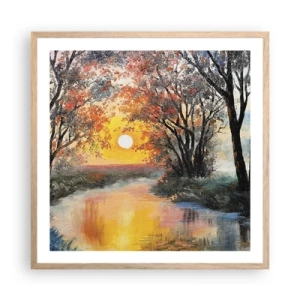 Plagát v ráme zo svetlého duba - Jesenný nádych - 60x60 cm