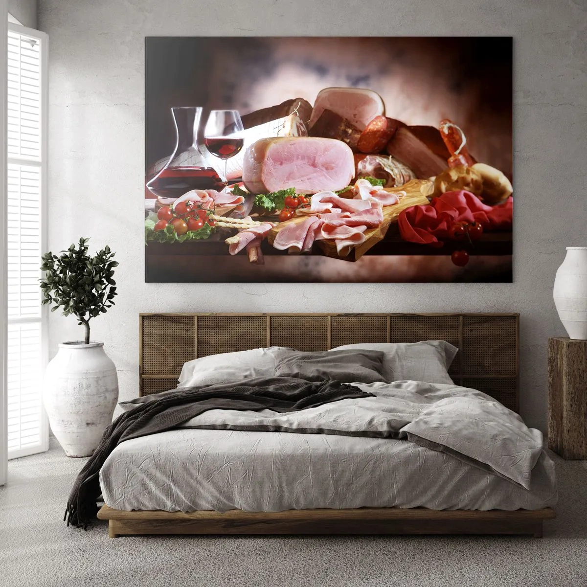 Obraz na skle - Kulinárne snívanie s karafou - 100x70 cm