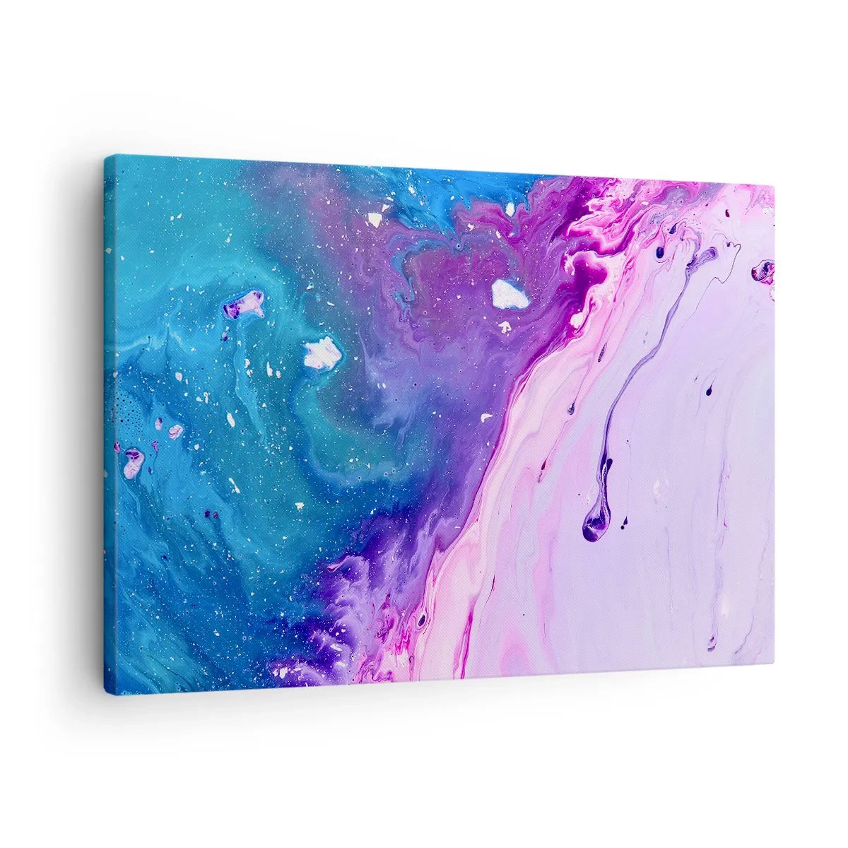 Obraz na plátne - Abstrakcia vo fialových a tyrkysových farbách inšpirovaná kontrastmi - 70x50cm - Yin a yang - Moderná nástenná dekorácia do obývacej izby a spálne ARTTOR