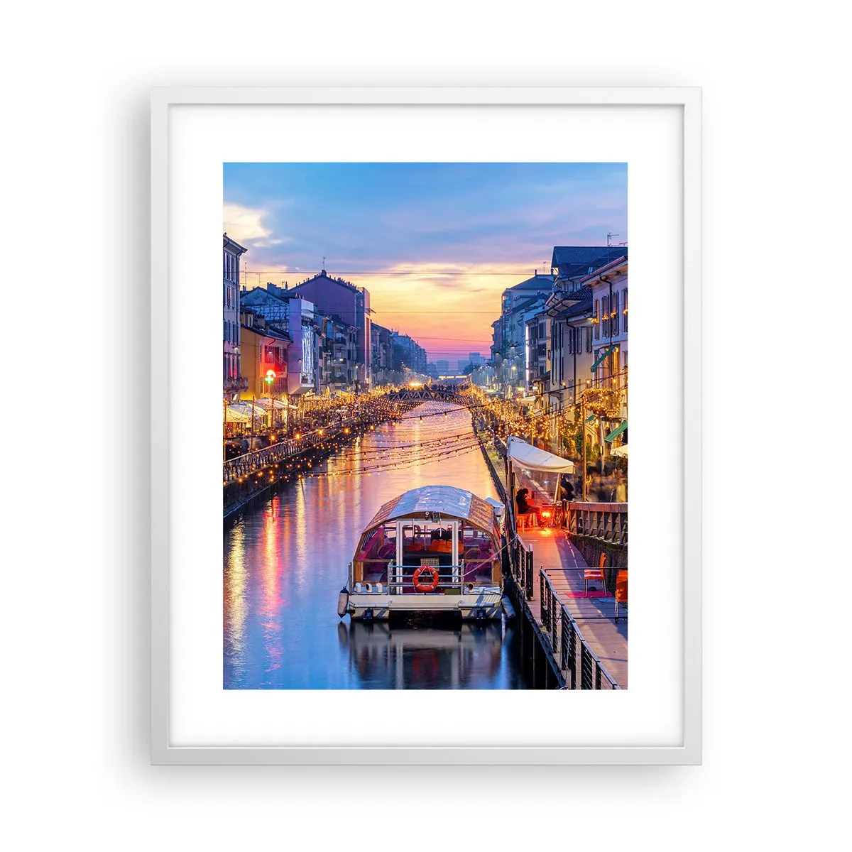 Plagát v bielom ráme - Večer plný svetla a zábavy - 40x50 cm